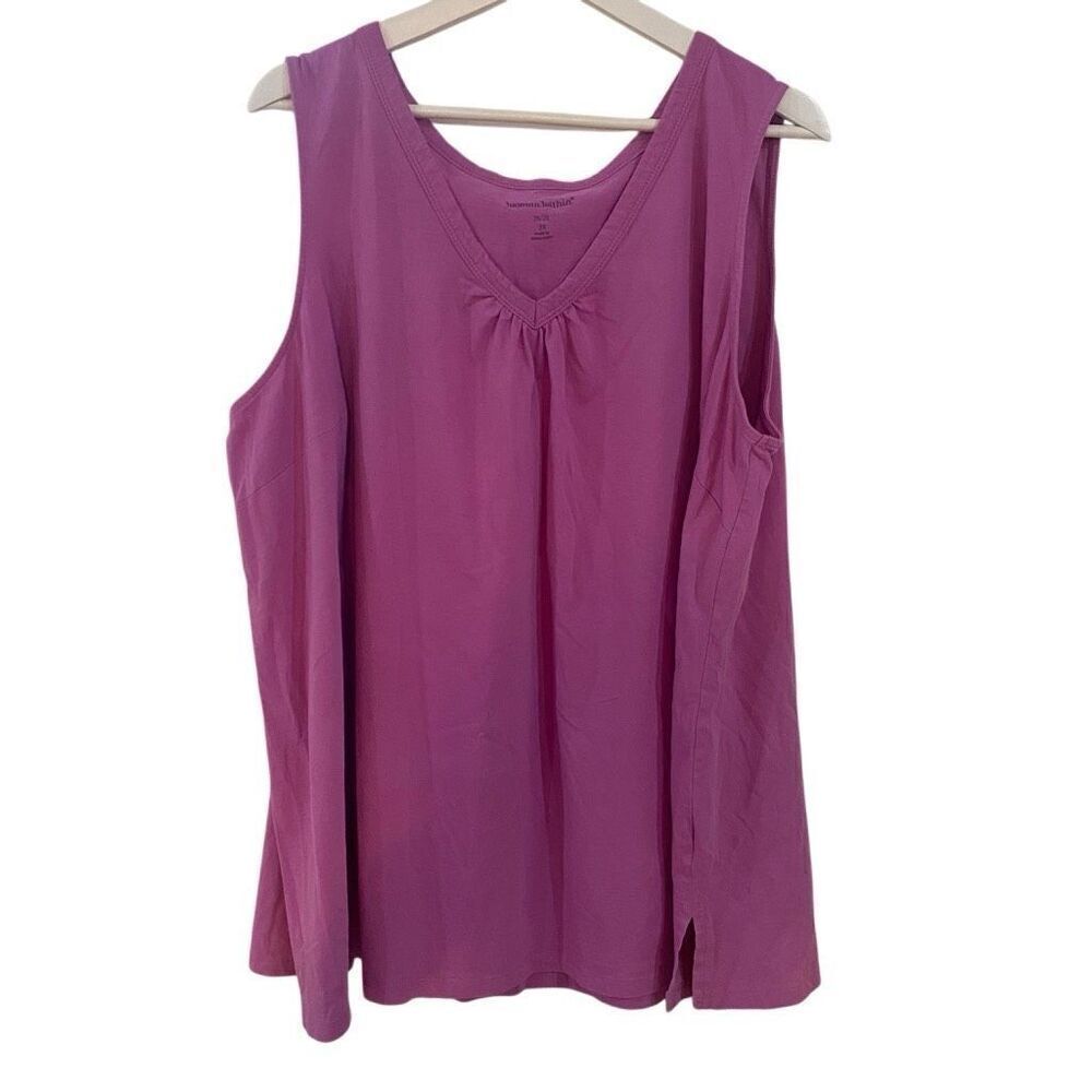 Woman Within Plus size tank top fushia size 26/28 vneck